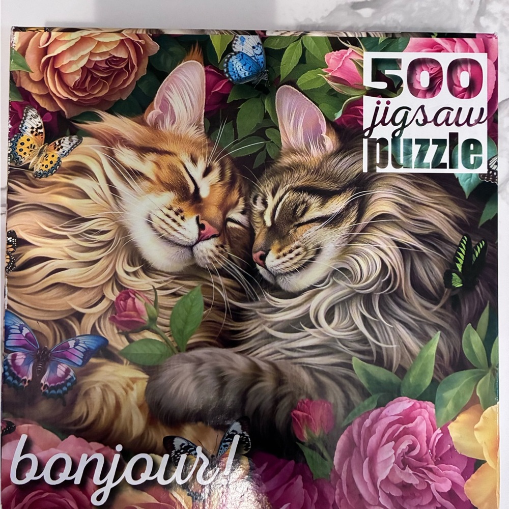 Colorful Cat & Flowers Puzzle - Cats in love-  by Buffalo Games 500 pieces - Picture 6 of 6